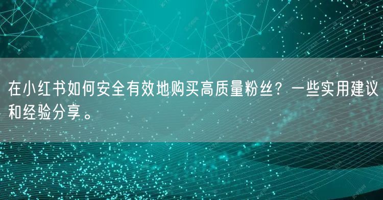 在小红书如何安全有效地购买高质量粉丝?一些实用建议和经验分享。