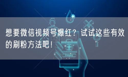 想要微信视频号爆红?试试这些有效的刷粉方法吧!