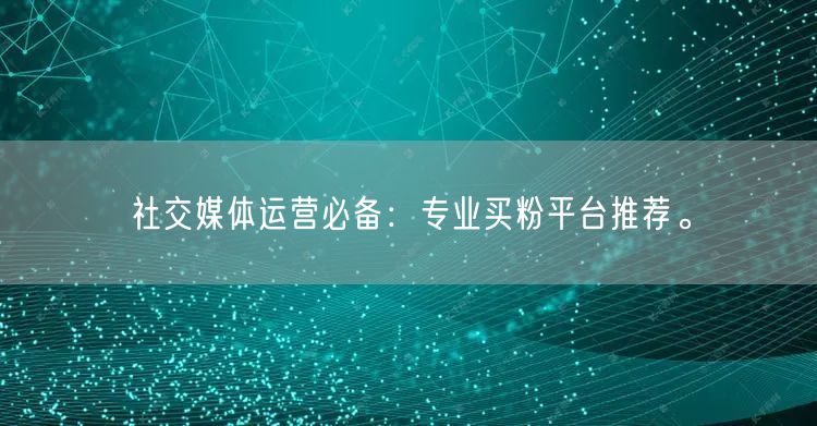 社交媒体运营必备：专业买粉平台推荐。