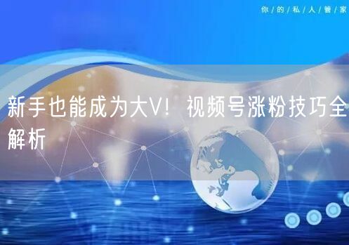 新手也能成为大V！视频号涨粉技巧全解析