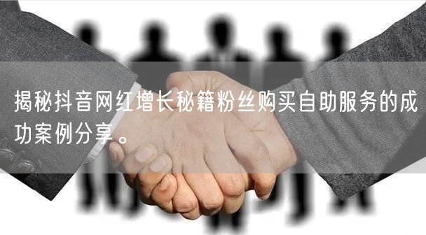 揭秘抖音网红增长秘籍粉丝购买自助服务的成功案例分享。