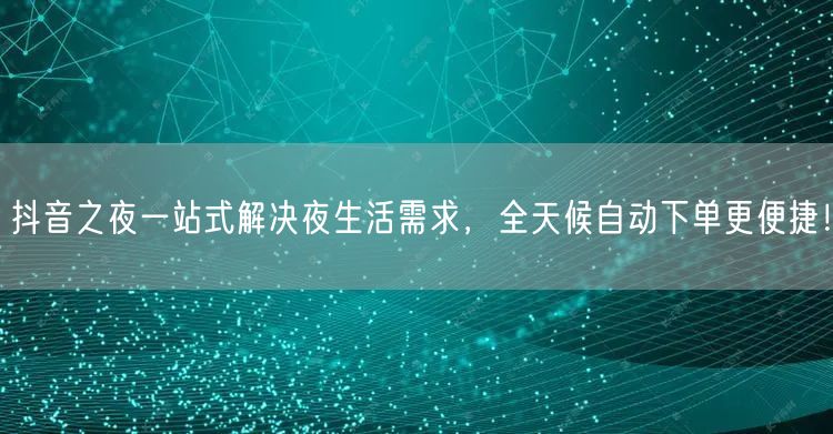 抖音之夜一站式解决夜生活需求，全天候自动下单更便捷！