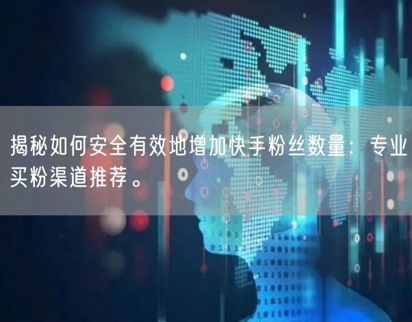 揭秘如何安全有效地增加快手粉丝数量:专业买粉渠道推荐。