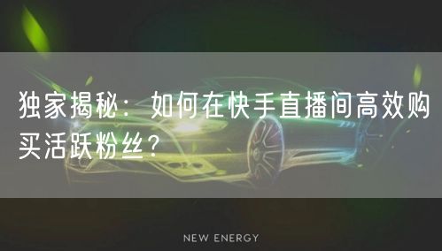 独家揭秘：如何在快手直播间高效购买活跃粉丝？