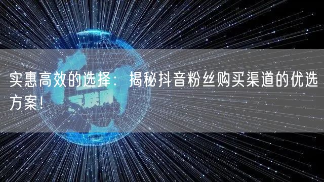 实惠高效的选择：揭秘抖音粉丝购买渠道的优选方案！